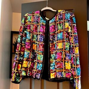 Lawrence Kazar vintage sequined jacket size PXL